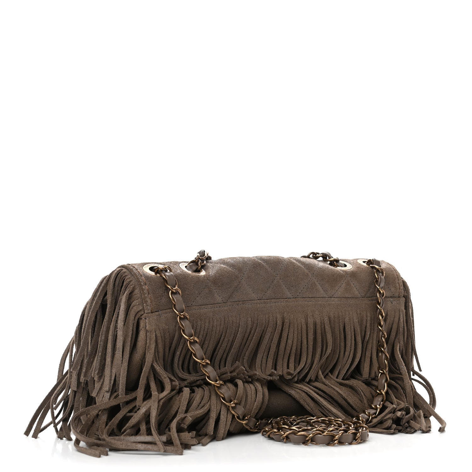 Chanel Metallic Calfskin Quilted Large Into The Fringe Flap Brown 2 of 5