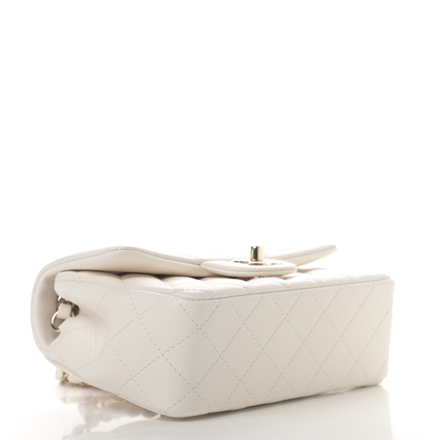 Lambskin Quilted Mini Rectangular Flap White