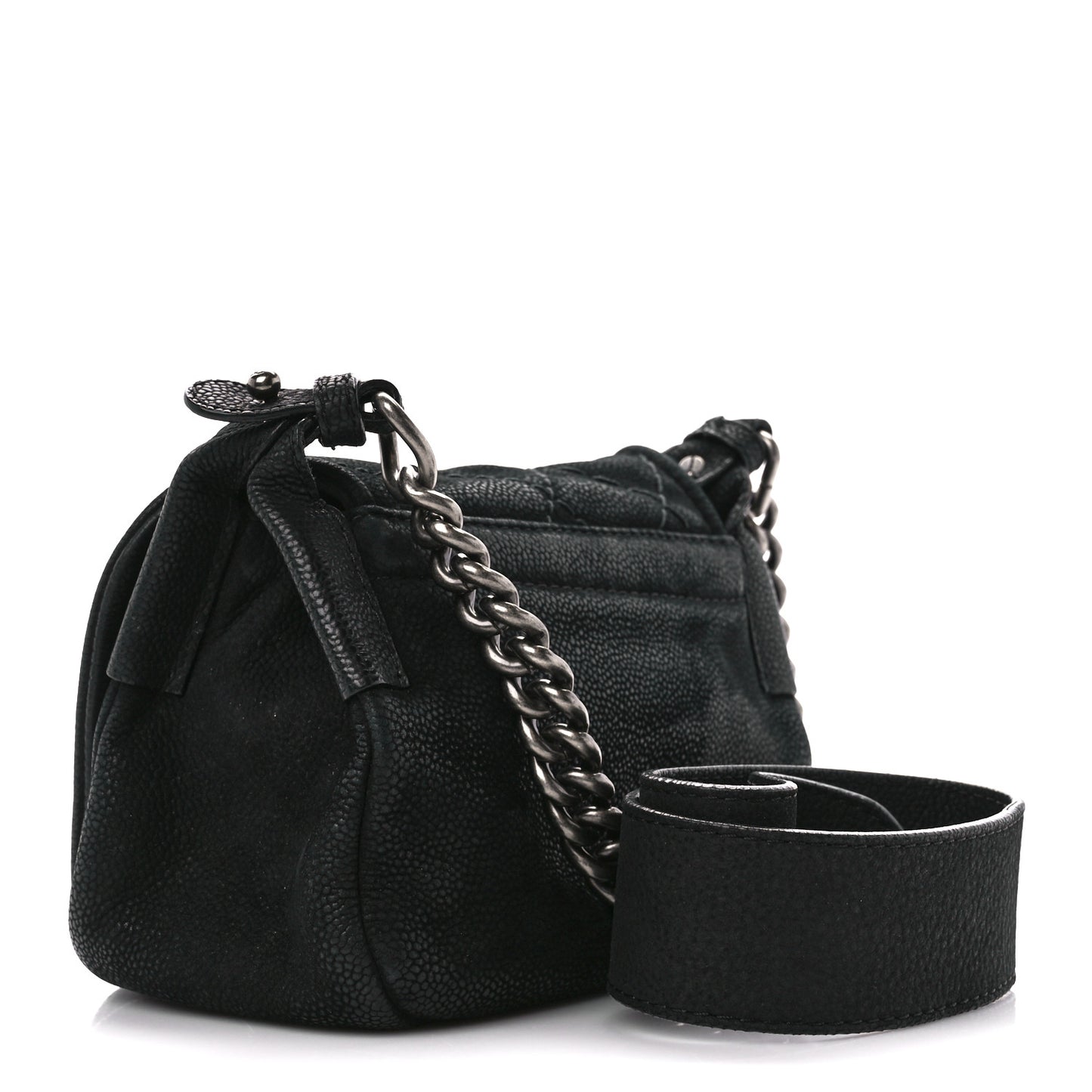 Bullskin Suede Small Highlander Messenger Flap Black