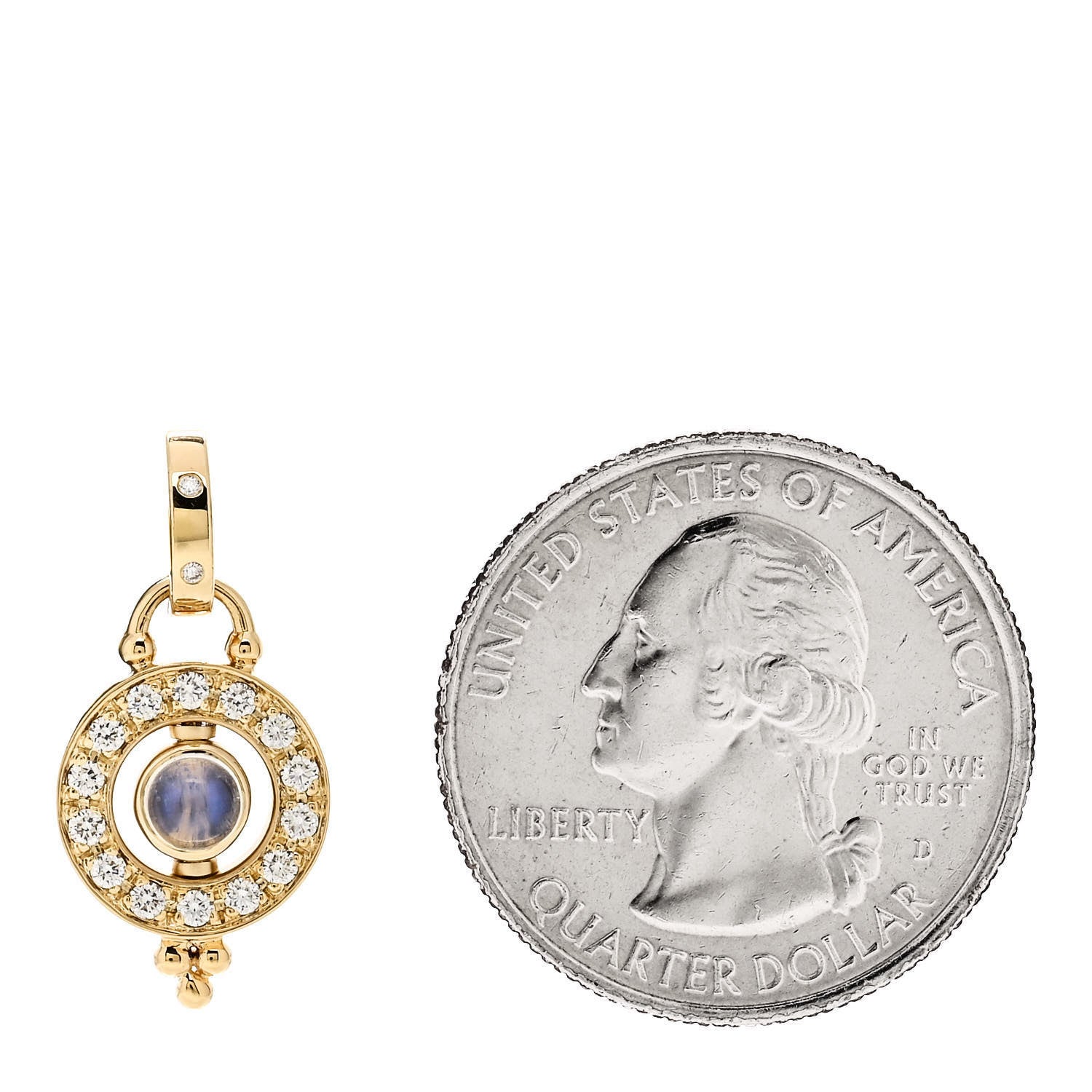 Temple St. Clair 18K Yellow Gold Diamond Blue Moonstone Mini Celestial Orbit Pendant 2 of 4
