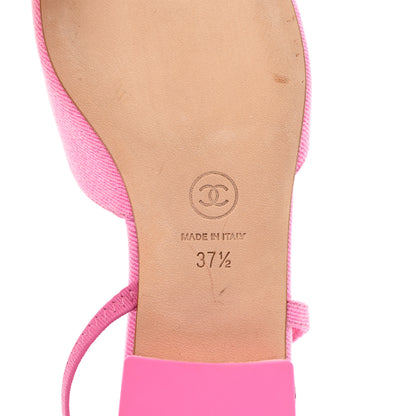 Chanel Denim Cap Toe CC Slingback Flat 37.5 Neon Pink 7 of 9