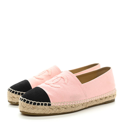 Chanel Denim Toile CC Espadrilles 39 Pink Black 3 of 9