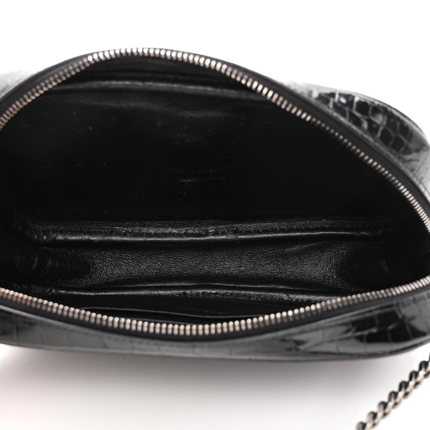 Calfskin Crocodile Embossed Monogram Mini Lou Camera Bag Black