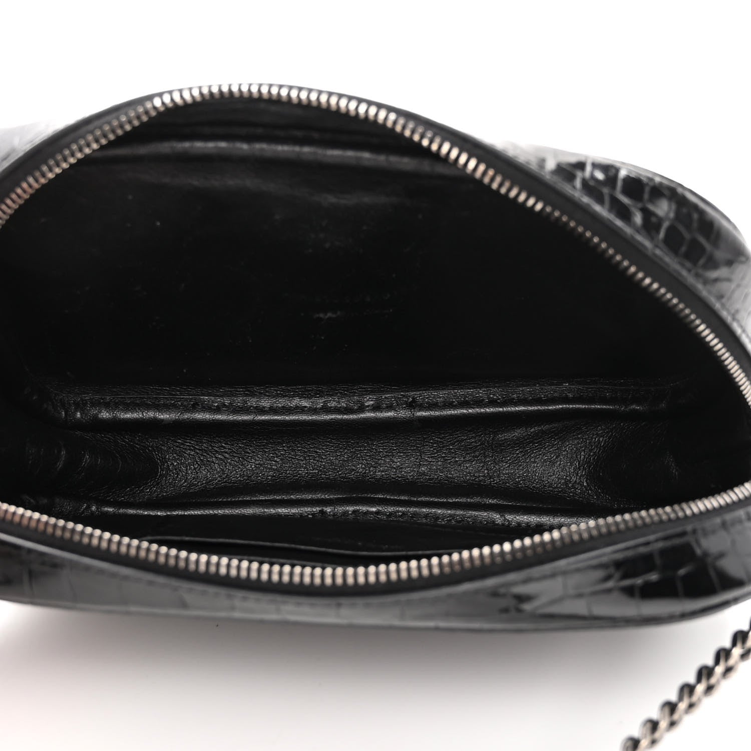 Saint Laurent Calfskin Crocodile Embossed Monogram Mini Lou Camera Bag Black 5 of 10