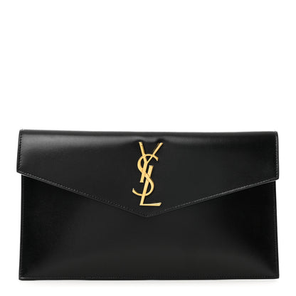 Saint Laurent Smooth Shiny Calfskin Monogram Uptown Pouch Black 1 of 6
