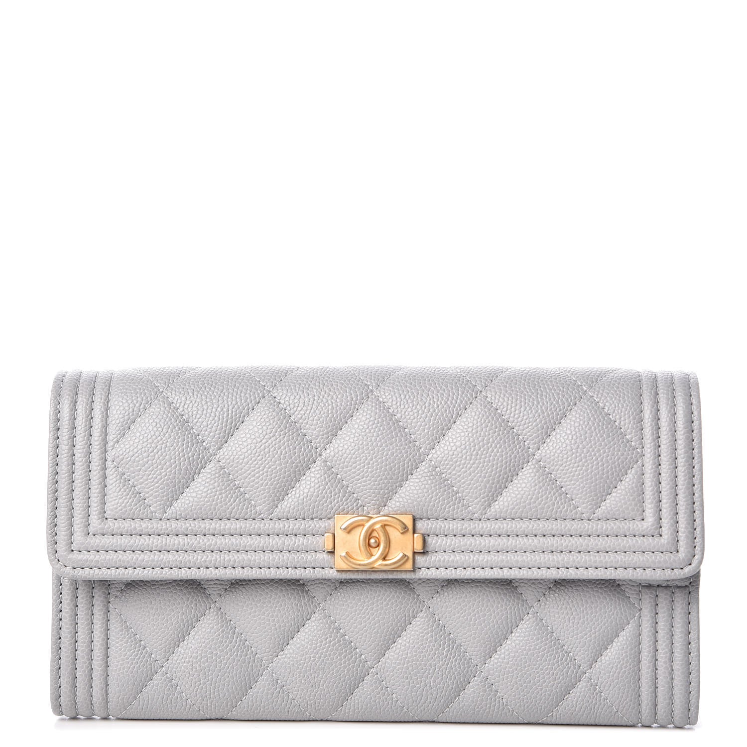 Chanel Caviar Quilted Boy Flap Wallet Grey 1 of 10