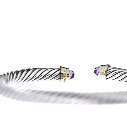 David Yurman Sterling Silver 14K Yellow Gold Amethyst 5mm Cable Classics Petite Color Bracelet 4 of 4