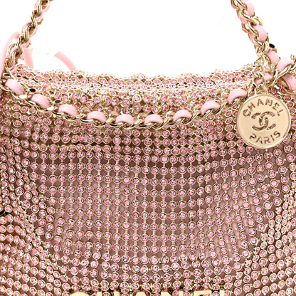 Chanel Crystal Embellished Metallic Lambskin Mini Chanel 22 Light Pink 9 of 11