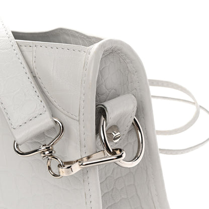 Balenciaga Matte Supple Lambskin Crocodile Embossed Classic Silver Hardware S City White 15 of 15