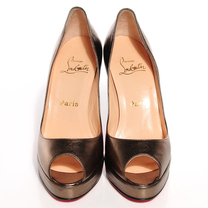 Christian Louboutin Kid Leather YoYo Zeppa 100 Platform Peep Toe Pumps 36 Pewter 2 of 7
