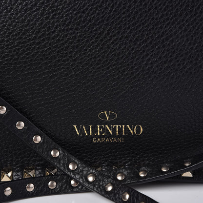 Valentino Garavani Grained Calfskin Rockstud Top Handle Flap Shoulder Bag Black 9 of 10