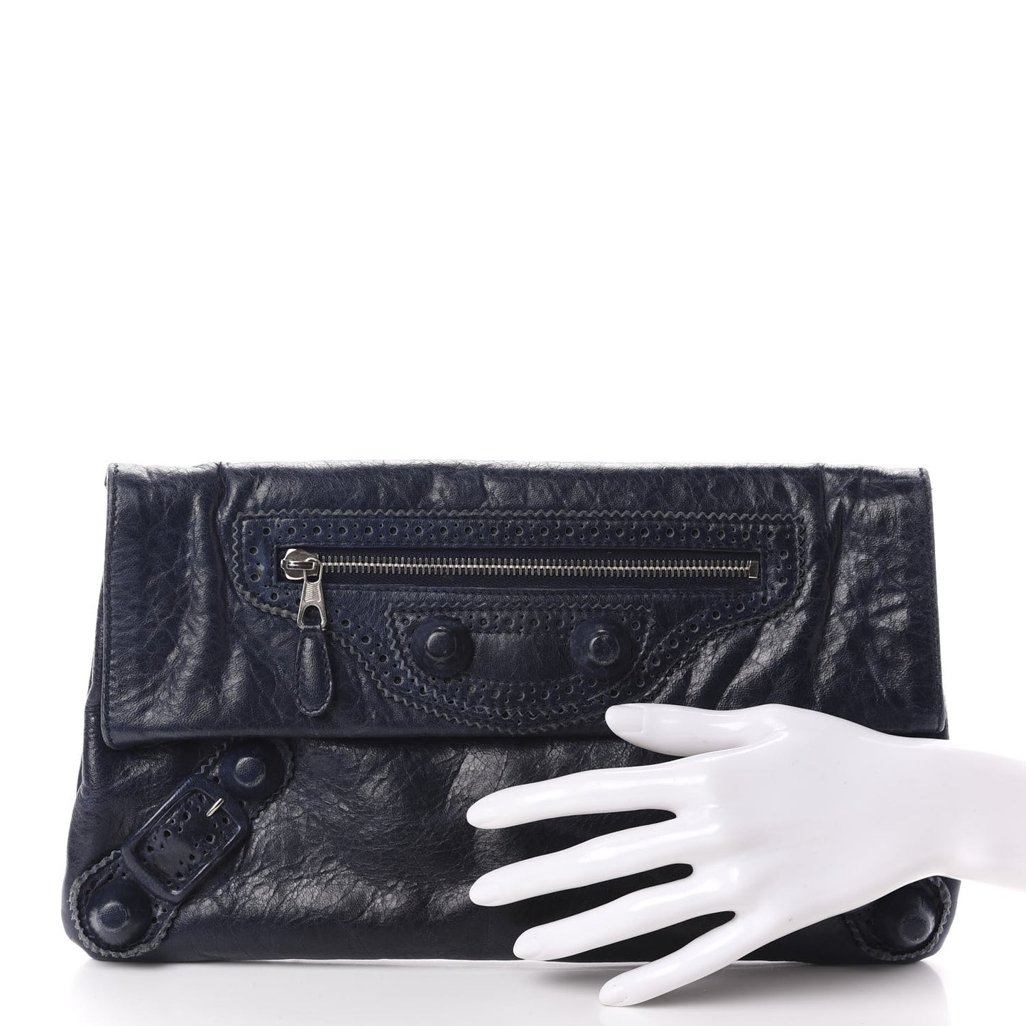 Agneau Giant Brogues Hardware Envelope Clutch Marine