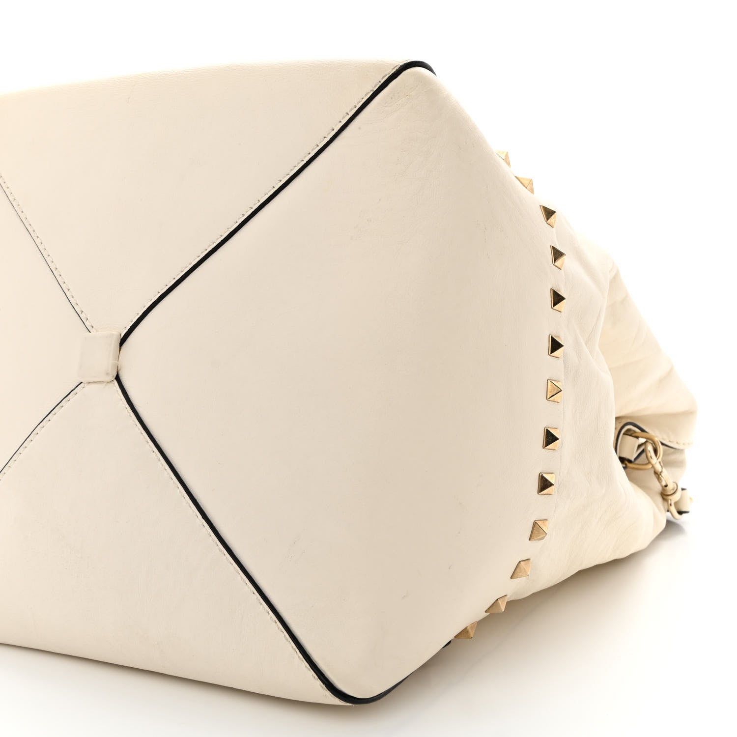Valentino Garavani Vitello Rockstud All Over New Dome Bucket Tote Ivory 12 of 18