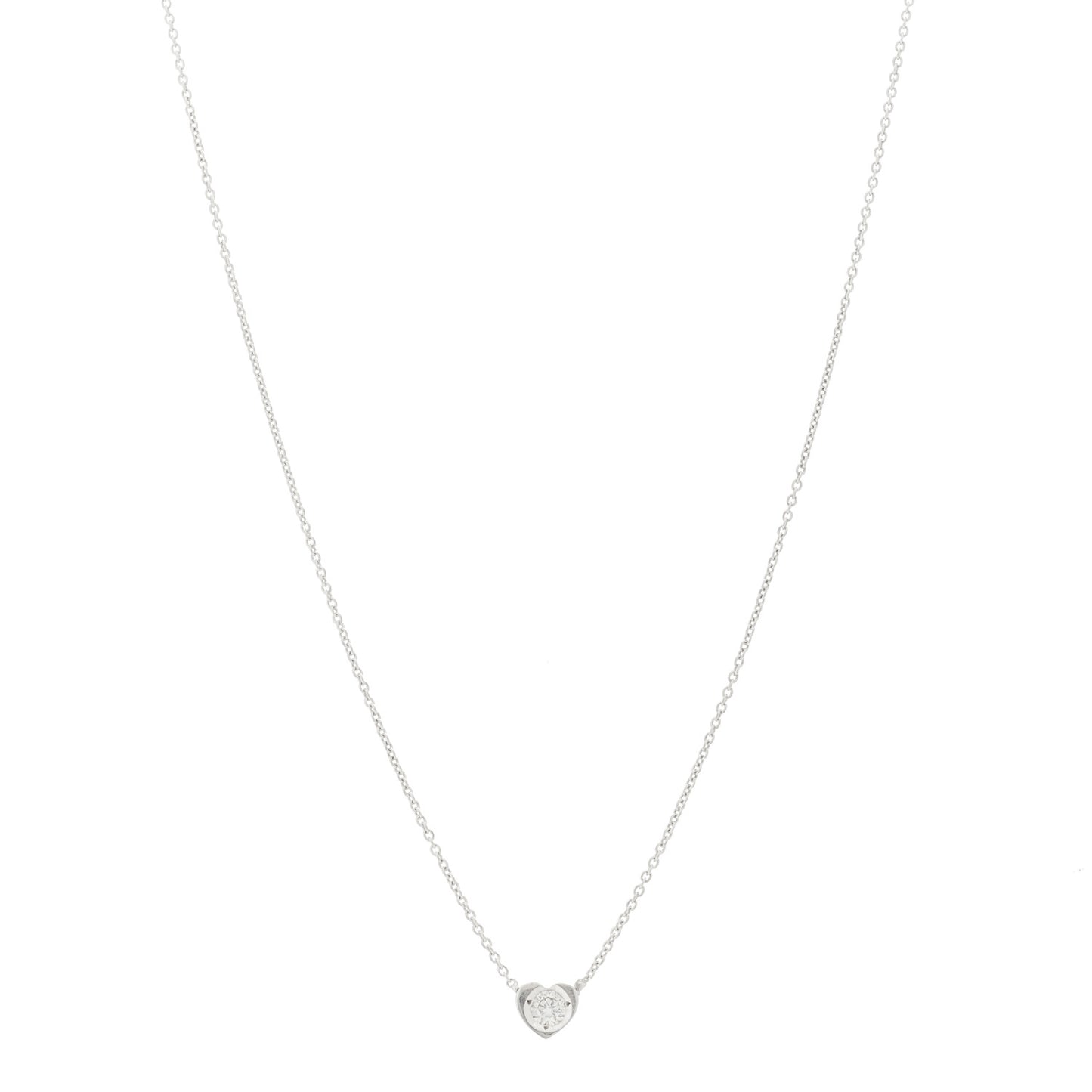 18K White Gold Diamond Heart Pendant Necklace