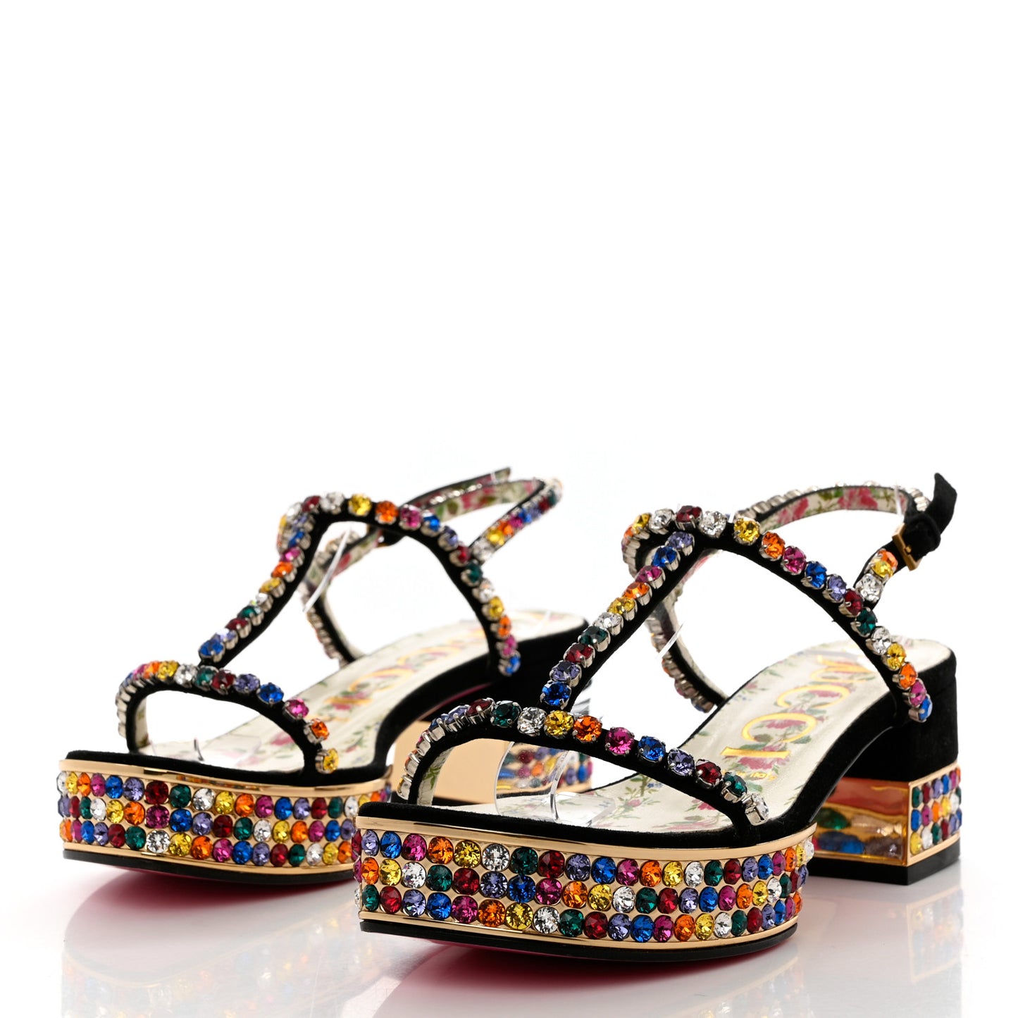 Kid Scamosciato Crystal Mira Platform Sandals 37 Multicolor