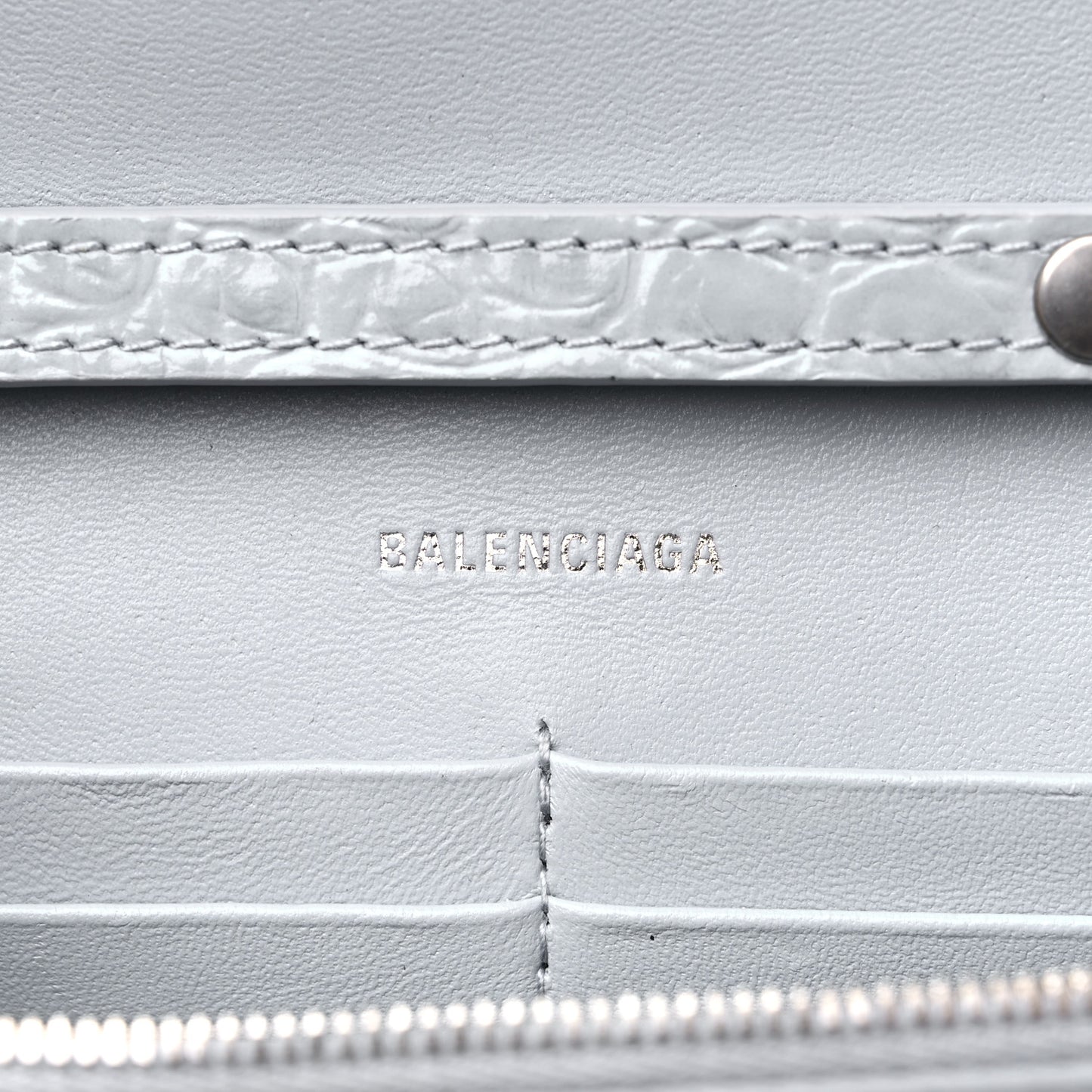 Shiny Calfskin Crocodile Embossed Hourglass Chain Bag Ash Blue
