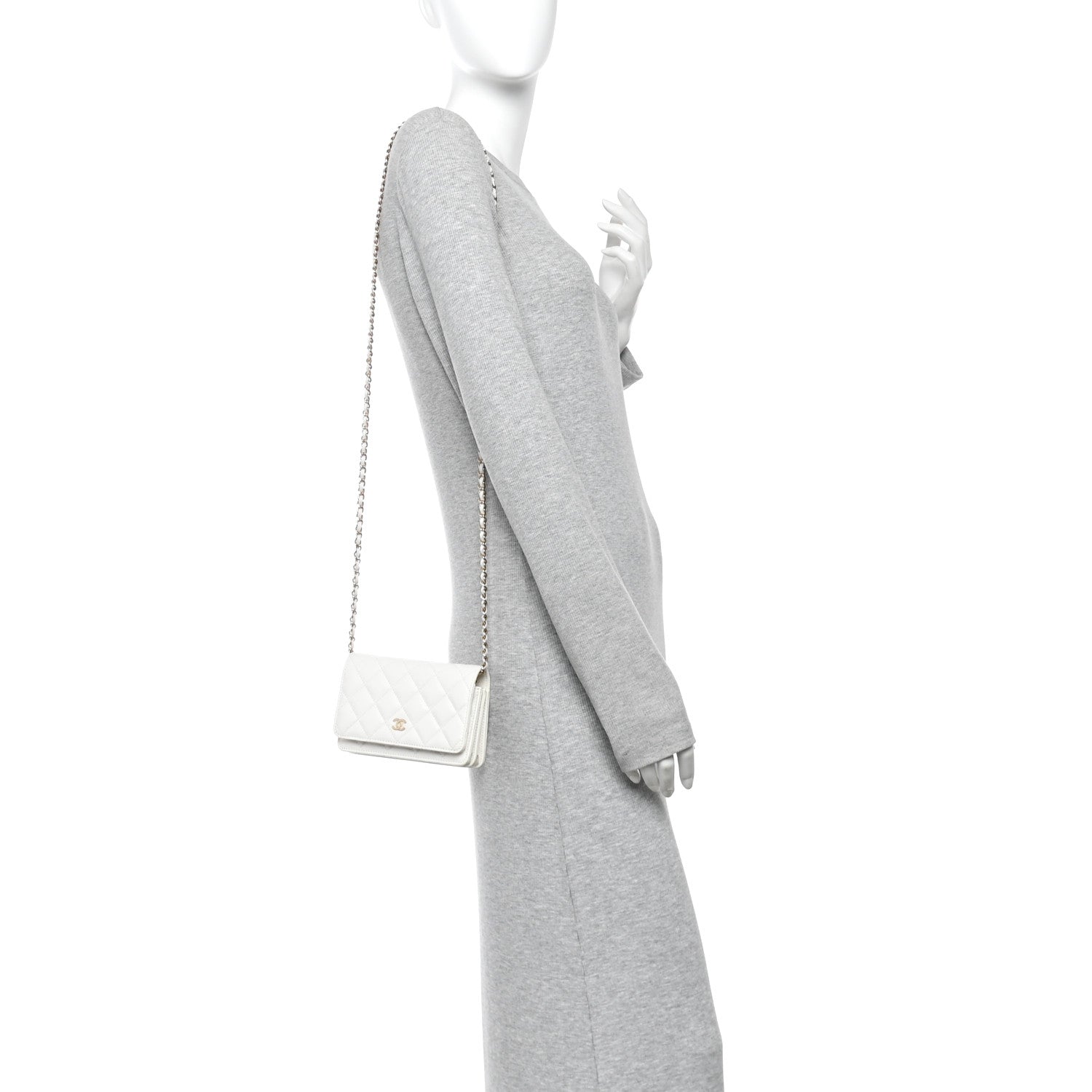Chanel Caviar Quilted Mini Wallet On Chain WOC White 2 of 11