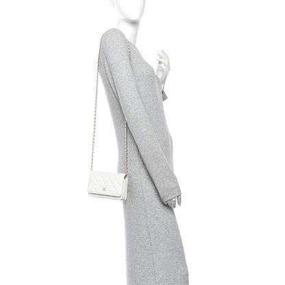 Chanel Caviar Quilted Mini Wallet On Chain WOC White 2 of 11