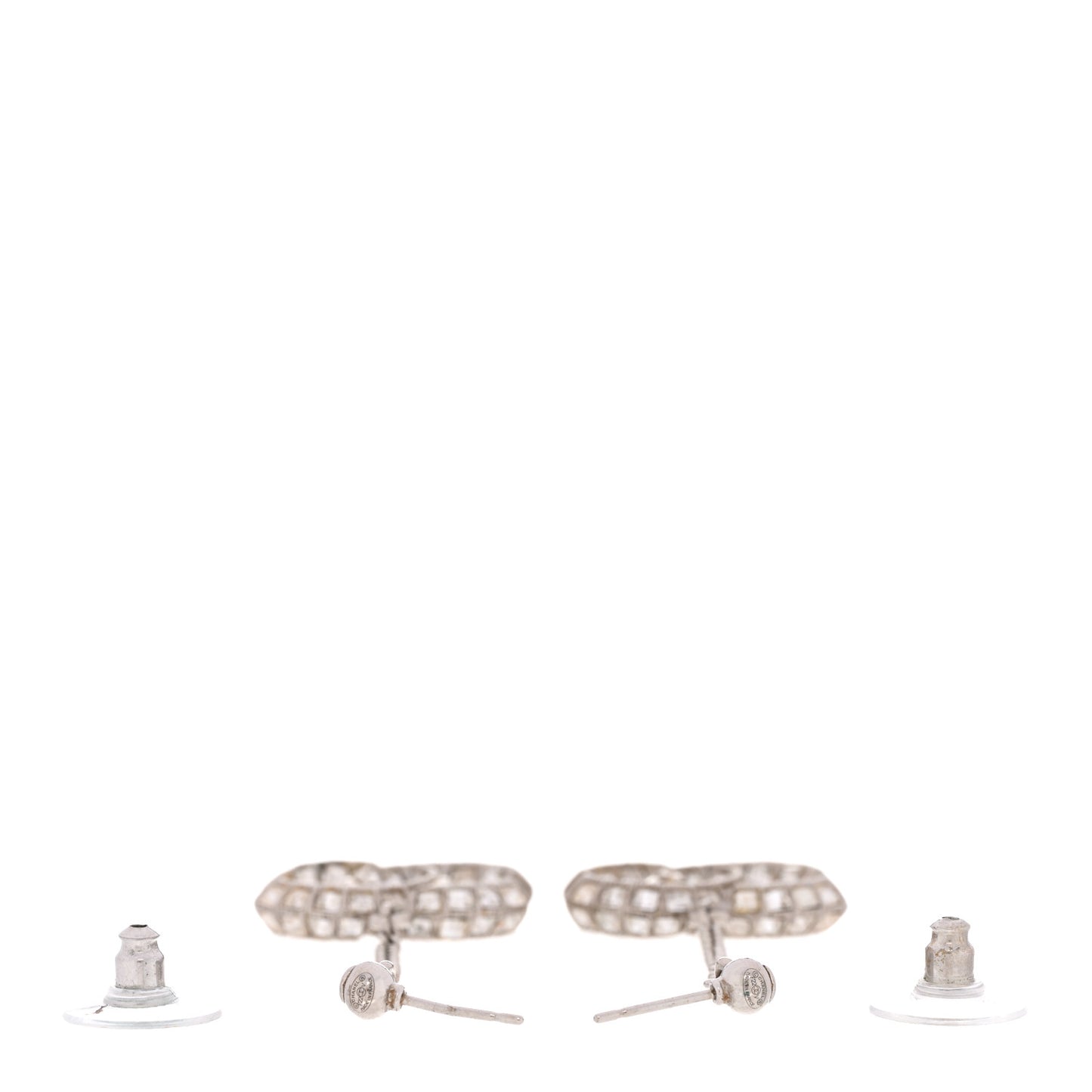 Baguette Crystal CC Drop Earrings Silver