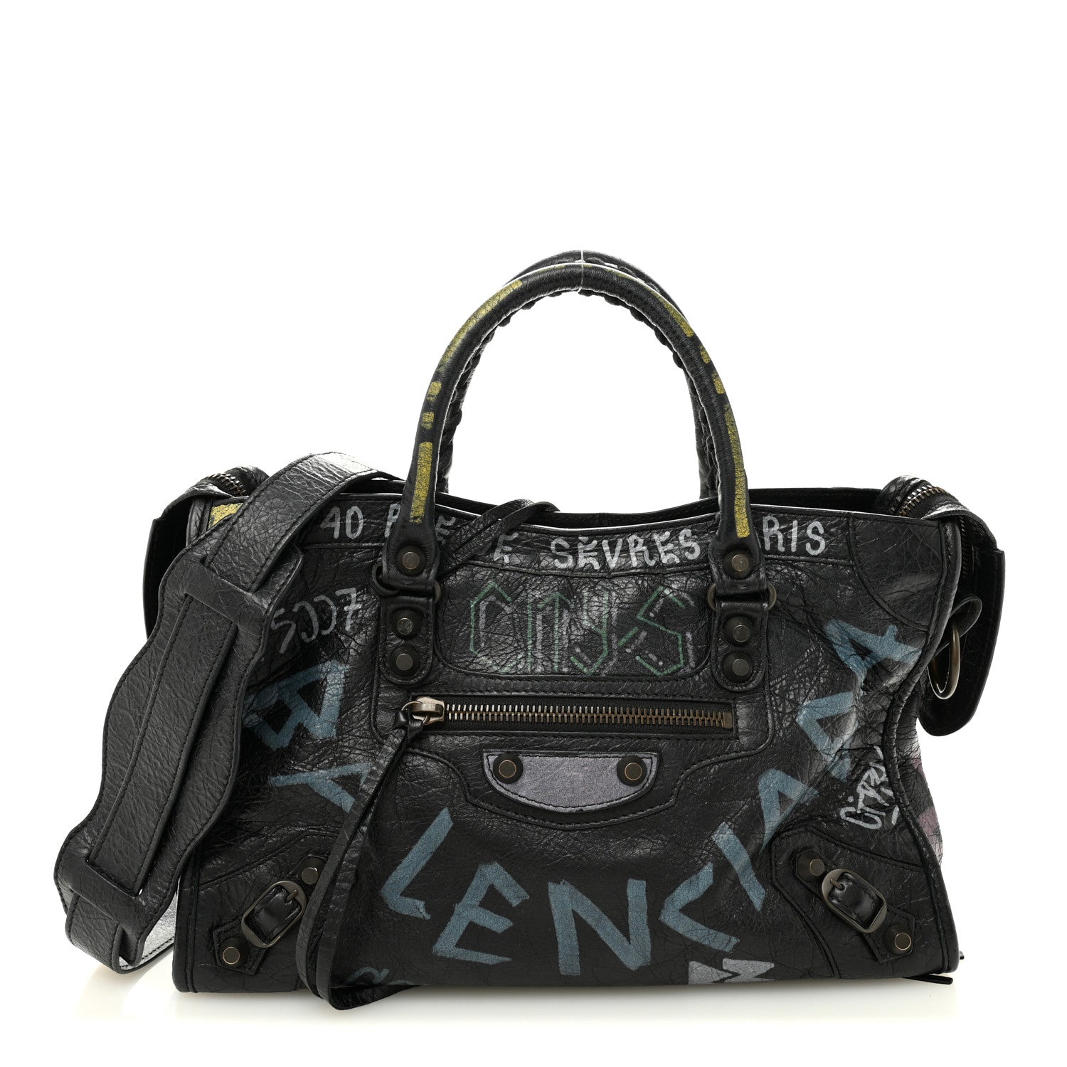 Balenciaga Agneau Graffiti All Over Classic Hardware S City Black Multicolor 1 of 12
