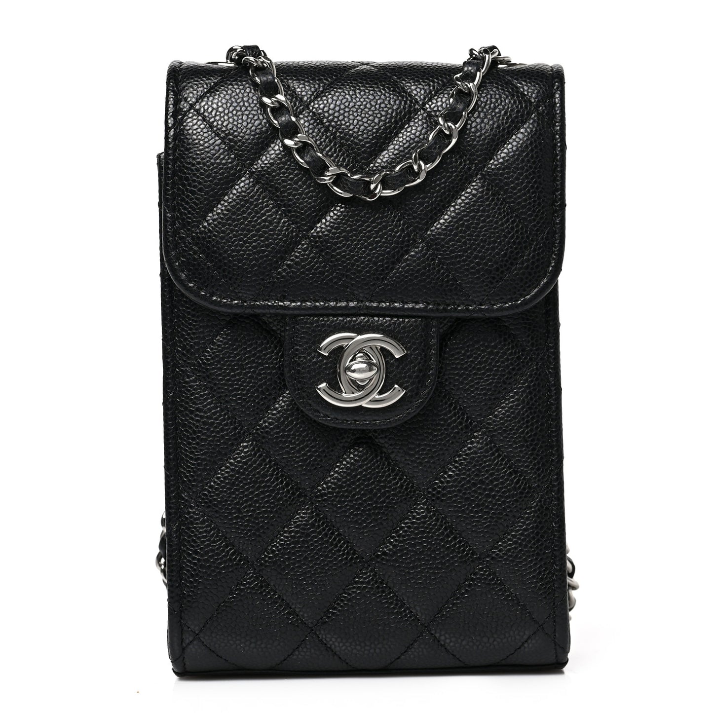 Caviar Quilted Classic Phone Holder Black