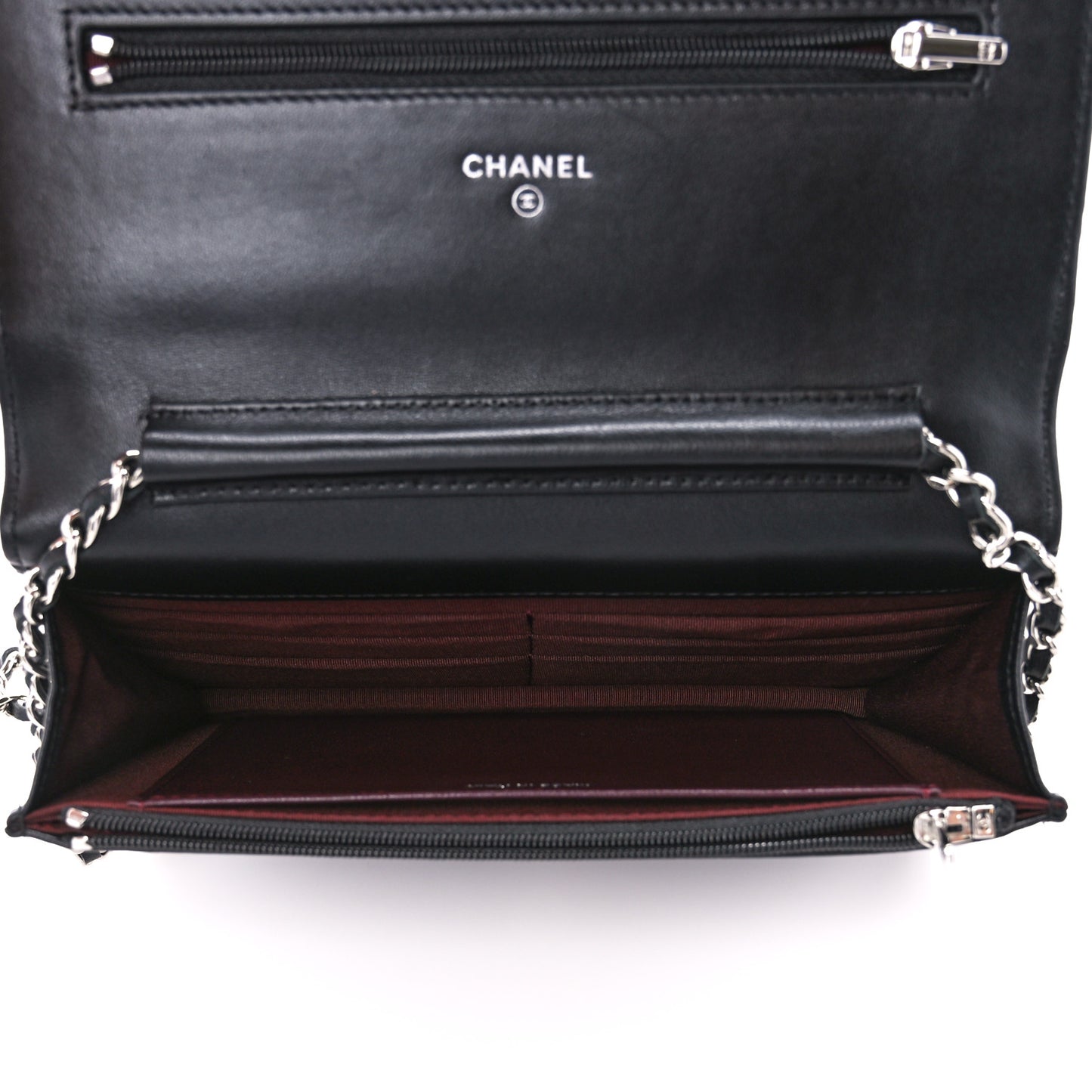 Lambskin Quilted Wallet On Chain WOC Black