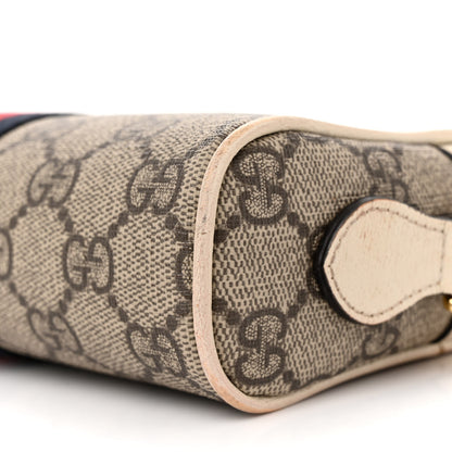 Gucci GG Supreme Monogram Textured Calfskin Web Mini Ophidia Shoulder Bag Beige Ebony Mystic White 10 of 19