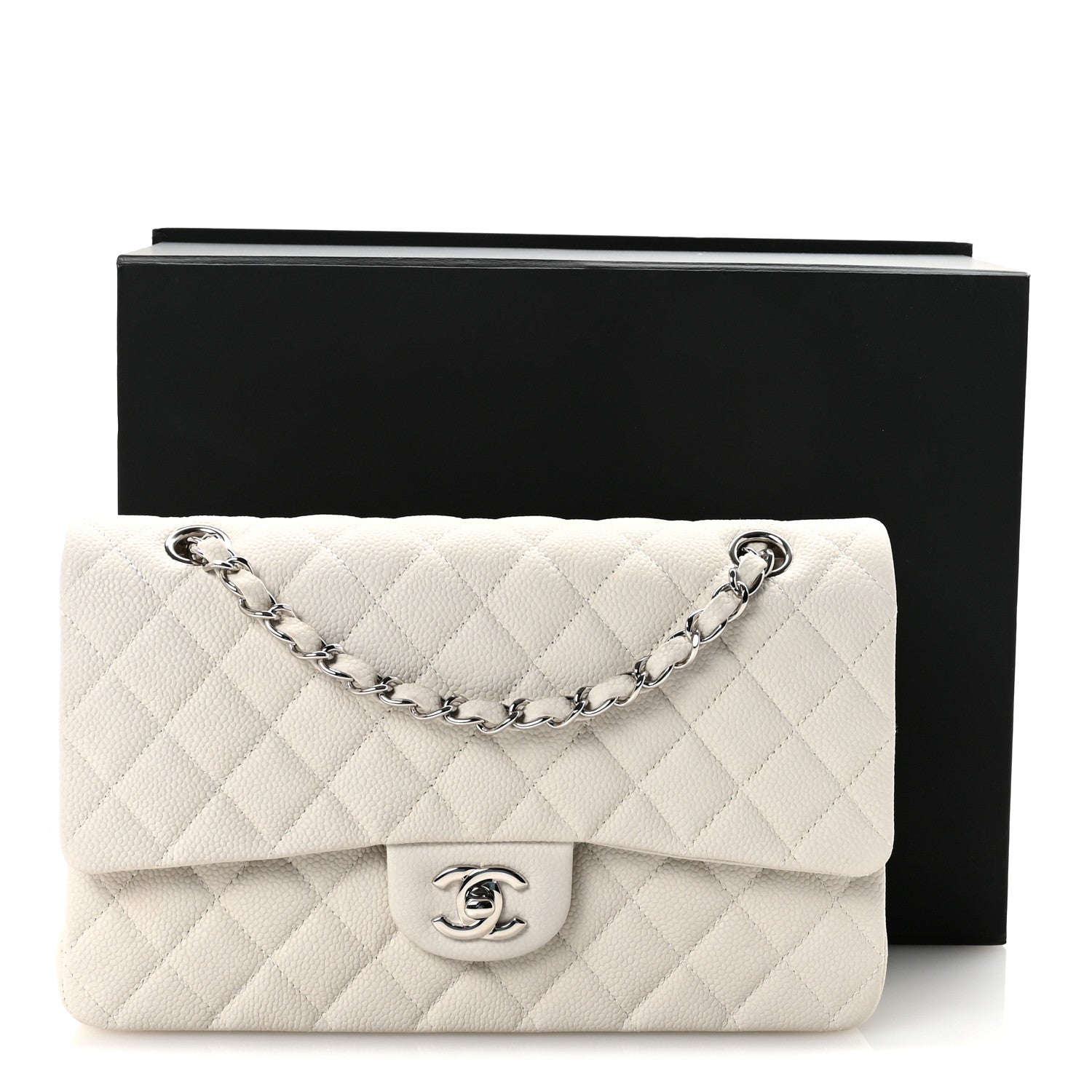 Chanel Iridescent Caviar Quilted Medium Double Flap Off White 11 of 11