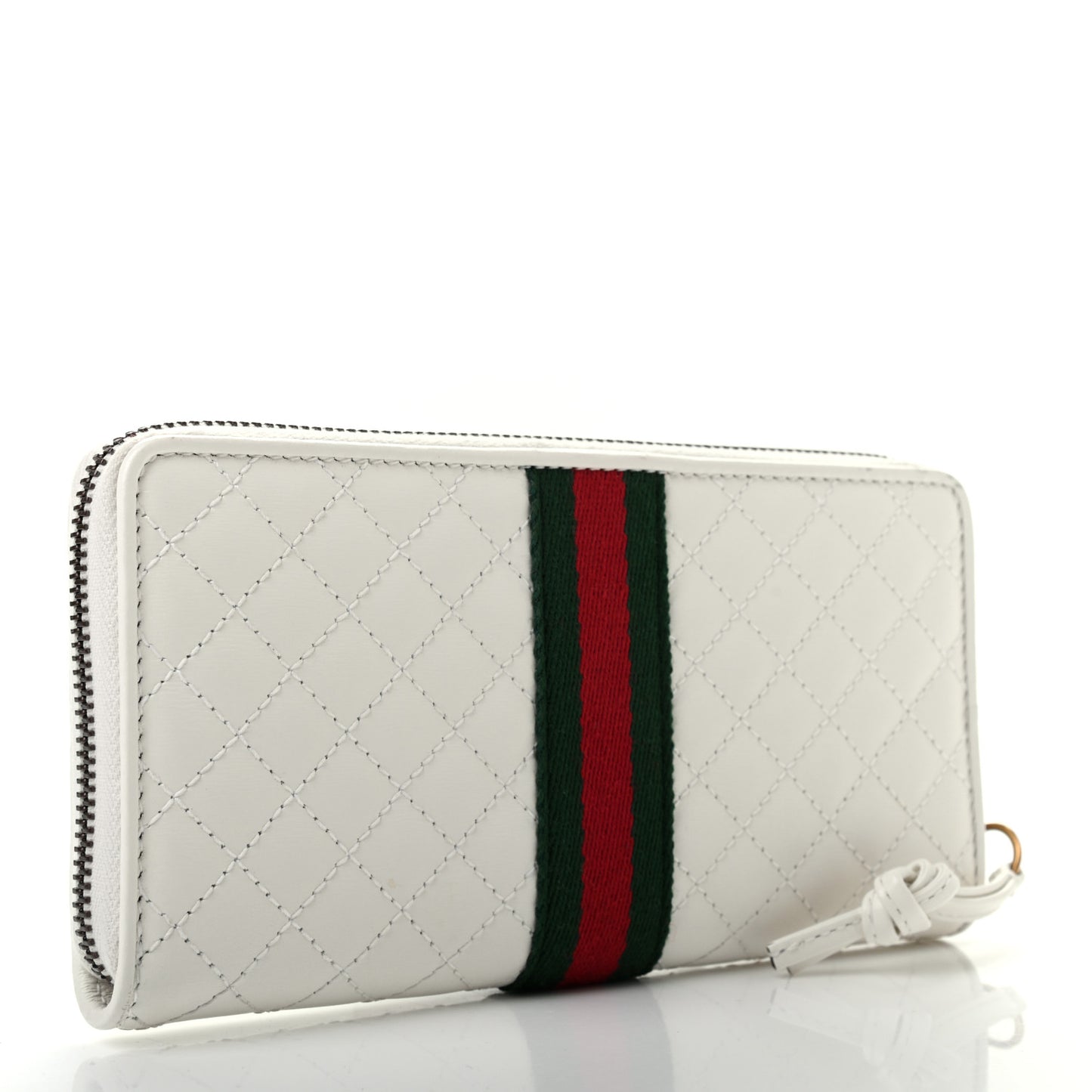 Calfskin Web Trapuntata GG Zip Around Wallet Off White