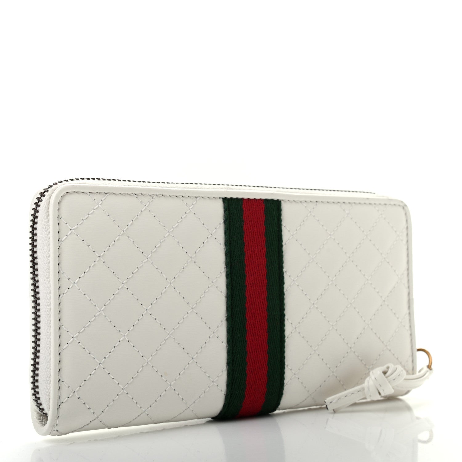 Gucci Calfskin Web Trapuntata GG Zip Around Wallet Off White 3 of 7