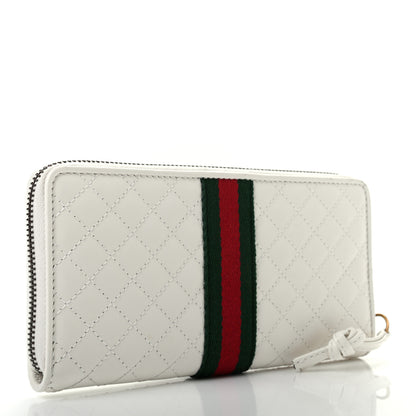 Gucci Calfskin Web Trapuntata GG Zip Around Wallet Off White 3 of 7