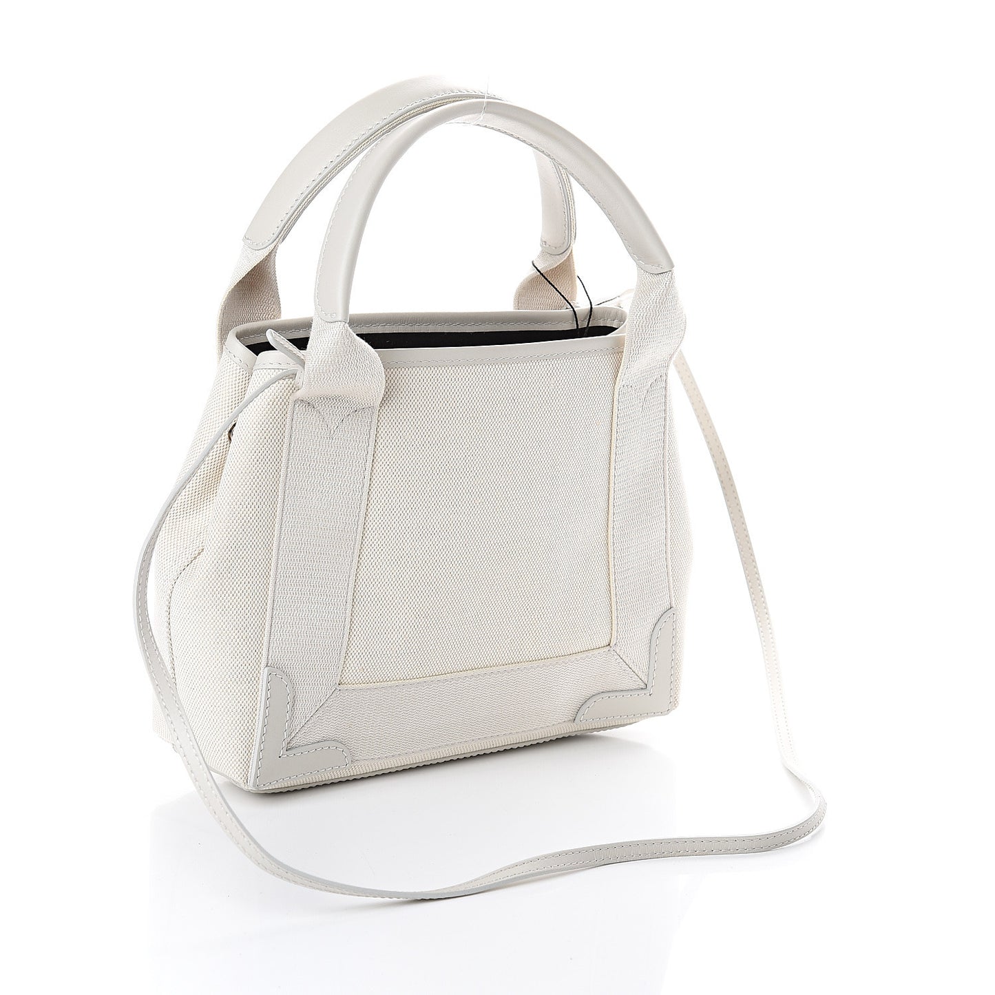 Cotton Canvas Calfskin Navy Cabas XS Off White