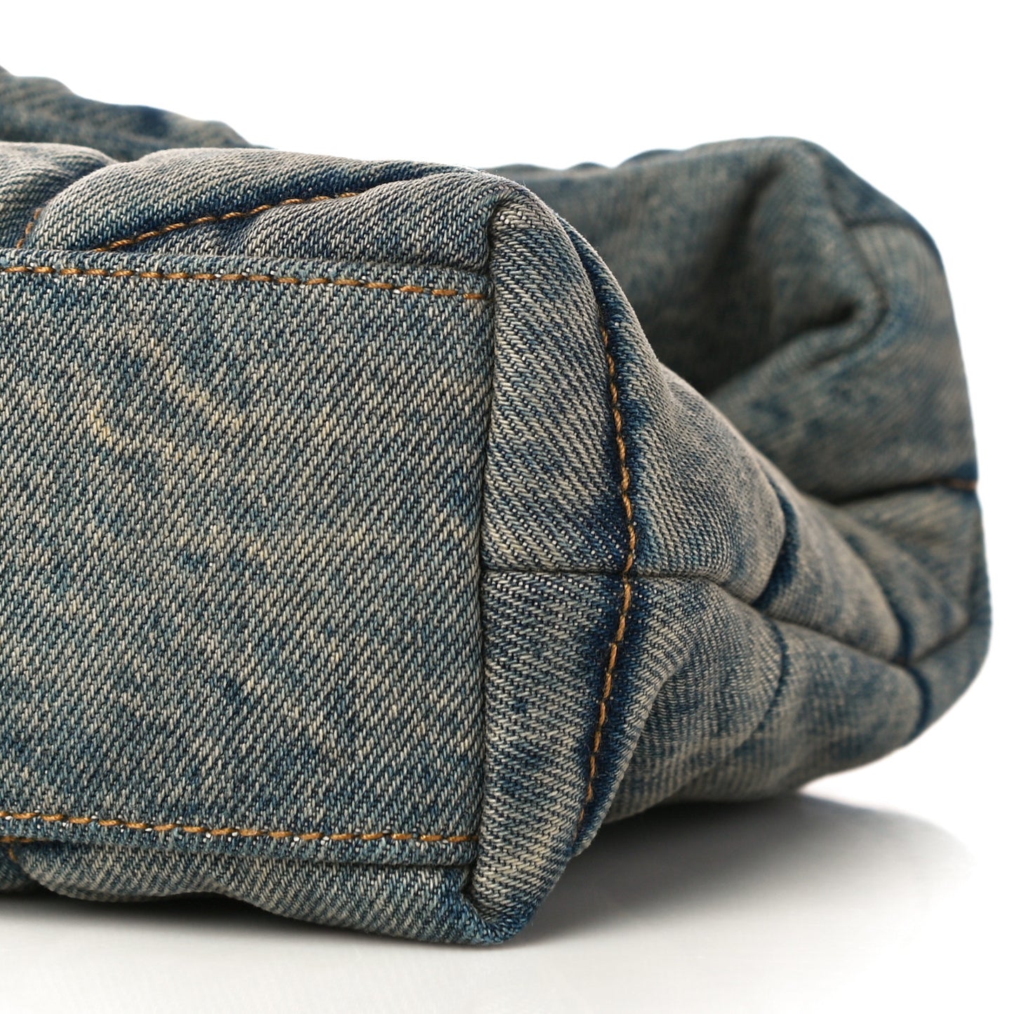 Denim Quilted Small Loulou Puffer Monogram Chain Satchel Blue Cinnamon
