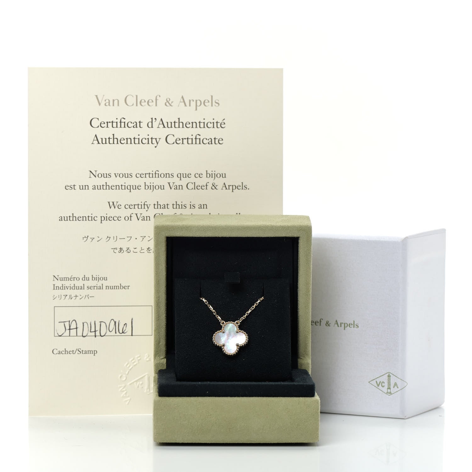 Van Cleef & Arpels 18K Yellow Gold Mother of Pearl Vintage Alhambra Pendant Necklace 6 of 6