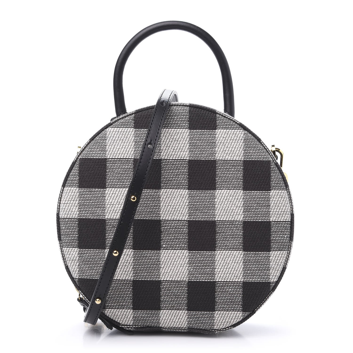 Mansur Gavriel Canvas Gingham Check Circle Crossbody Black White 1 of 9