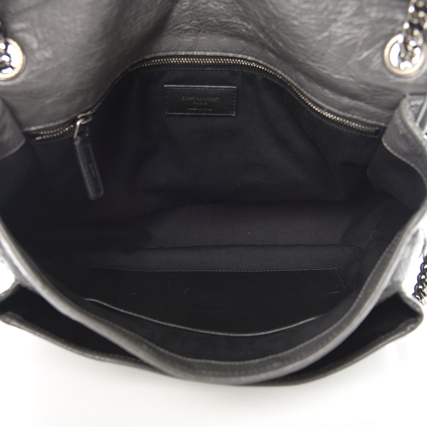 Crinkled Calfskin Matelasse Monogram Large Niki Chain Satchel Storm