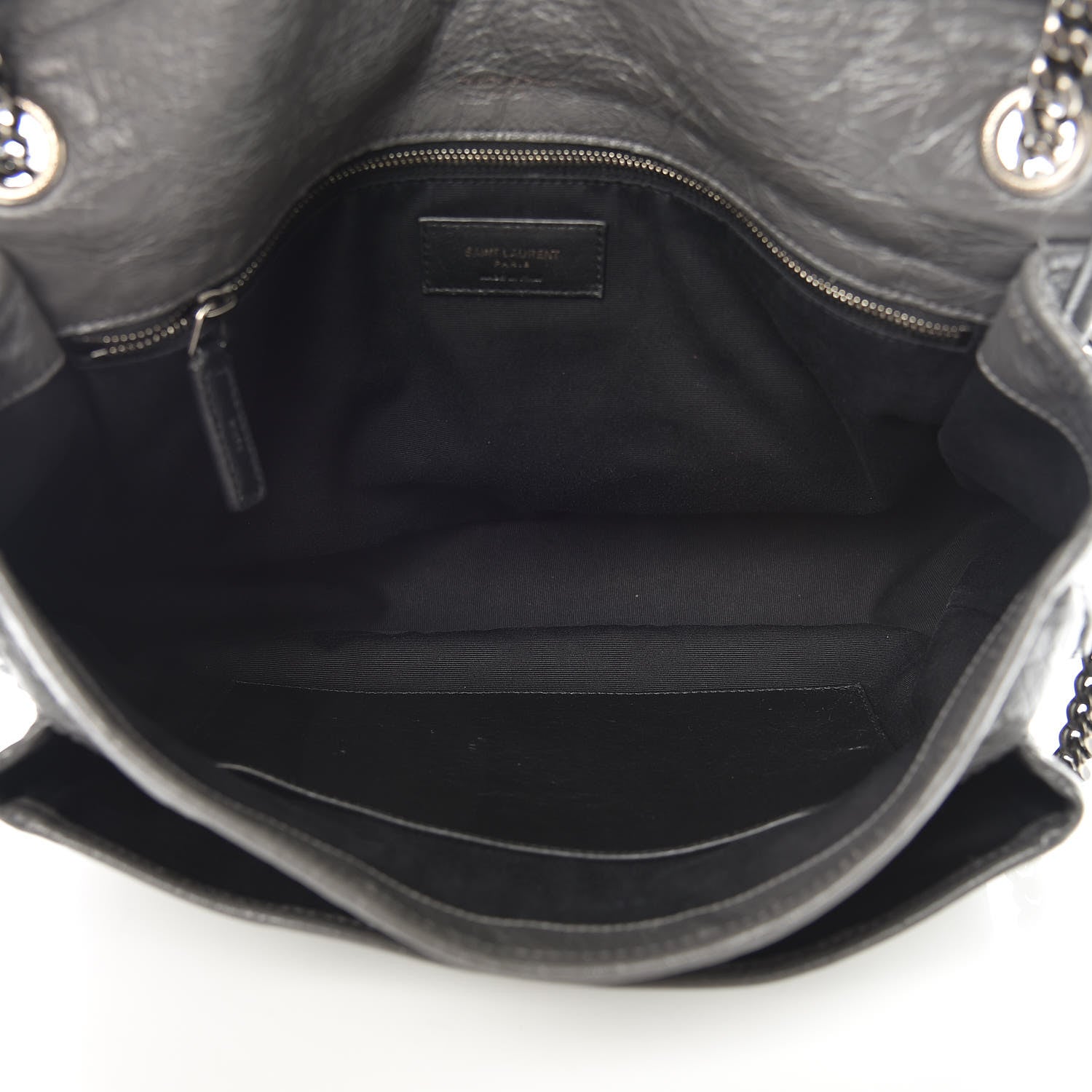 Saint Laurent Crinkled Calfskin Matelasse Monogram Large Niki Chain Satchel Storm 5 of 14