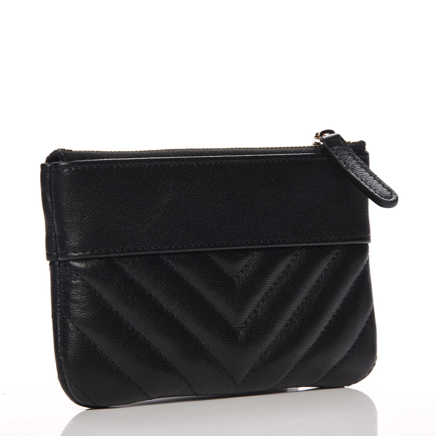 Sheepskin Chevron Quilted Small Cosmetic Case Black