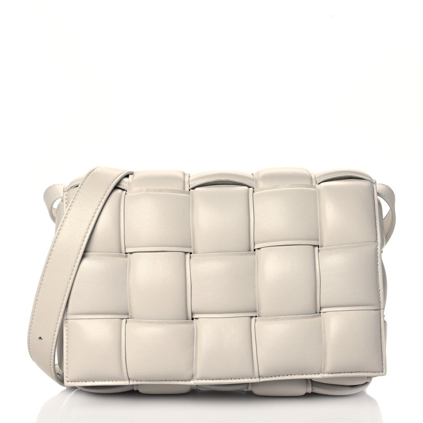 Nappa Maxi Intreccio Padded Cassette Crossbody Bag Chalk
