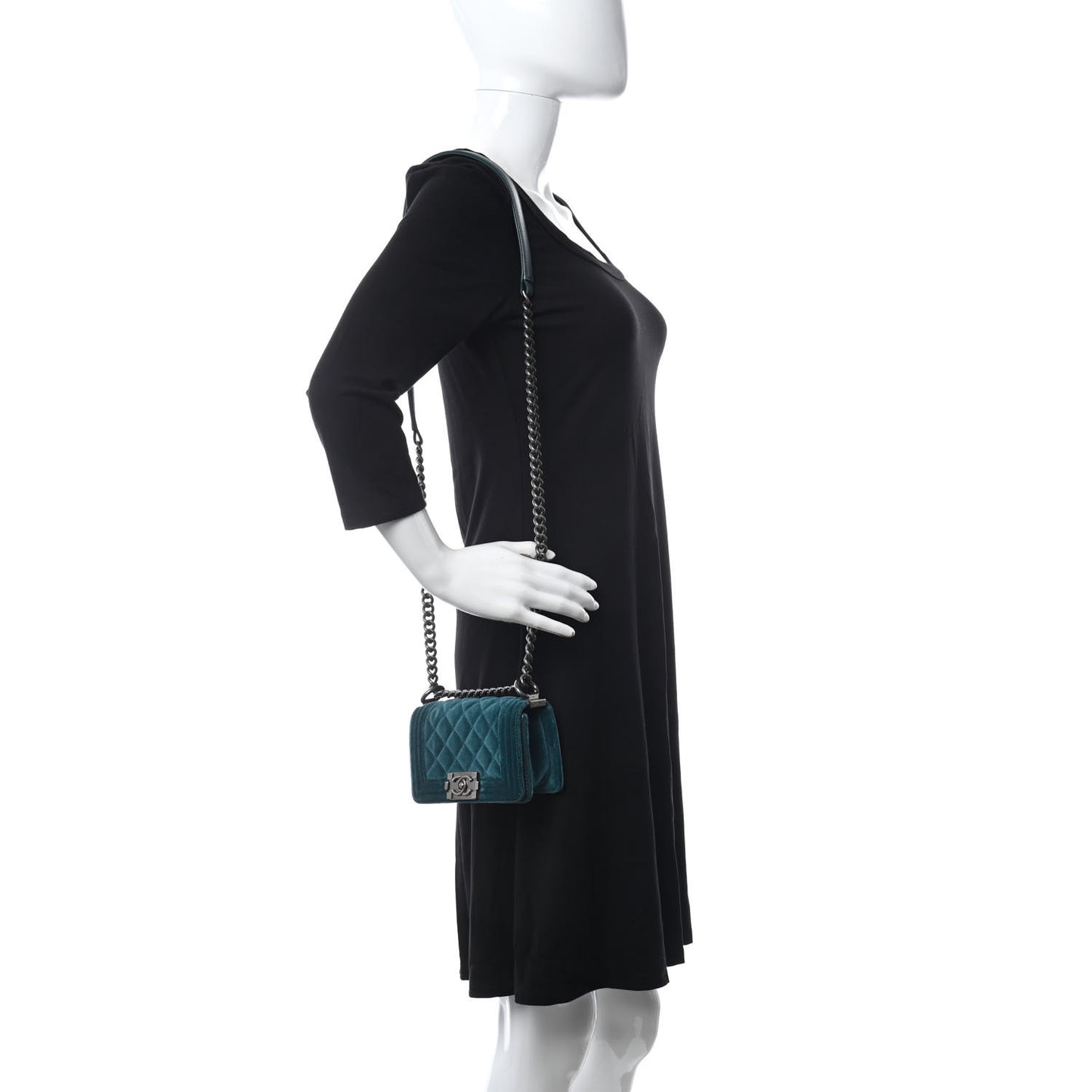 Velvet Quilted Mini Boy Flap Turquoise