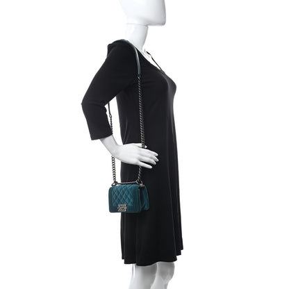 Chanel Velvet Quilted Mini Boy Flap Turquoise 2 of 13