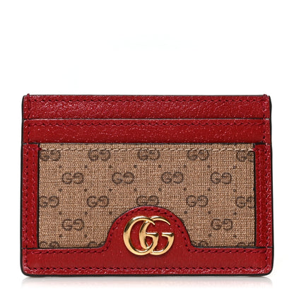 Gucci X DORAEMON Mini Vintage GG Supreme Monogram Card Holder Beige Cherry Red 1 of 7