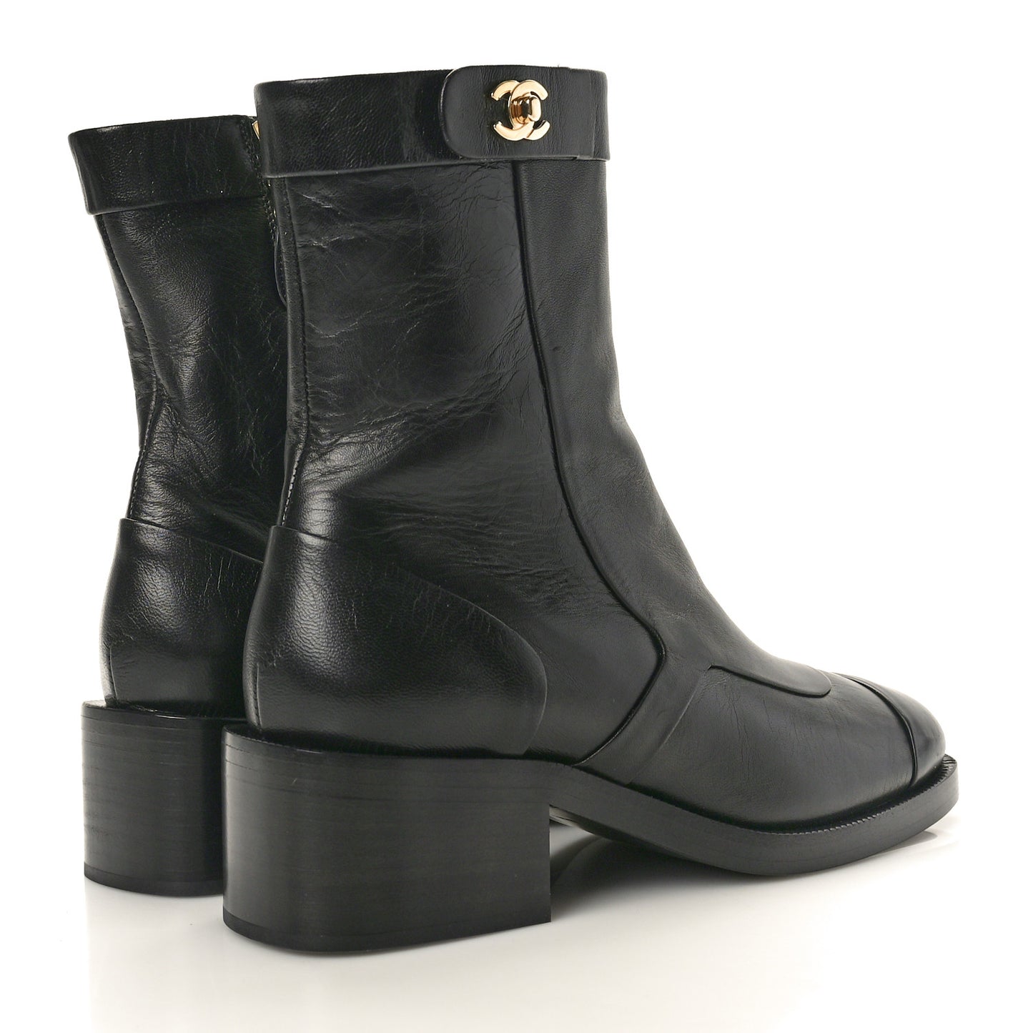 Shiny Goatskin CC Short Boots 37.5 Black