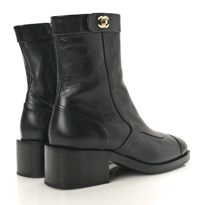 Chanel Shiny Goatskin CC Short Boots 37.5 Black 4 of 9