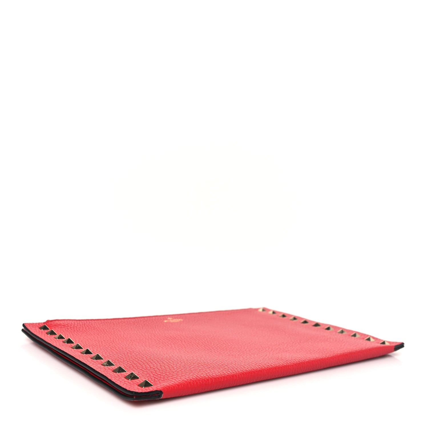 Valentino Garavani Pebbled Calfskin Large Rockstud Flat Zip Pouch Rouge Pur 4 of 7