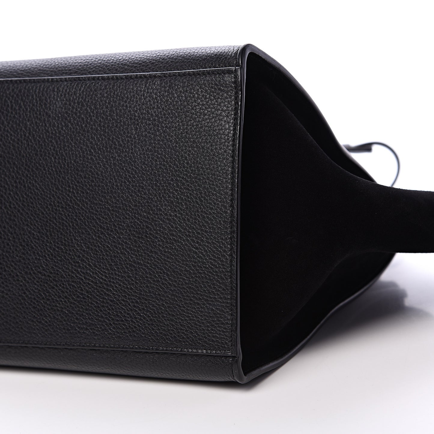Drummed Calfskin Suede Small Trapeze Black