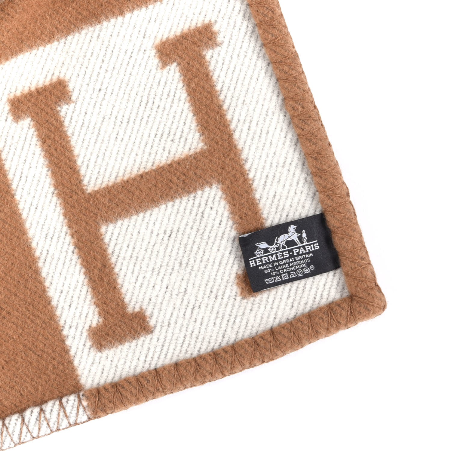 Hermes Wool Cashmere Avalon Blanket Ecru Camel 6 of 6