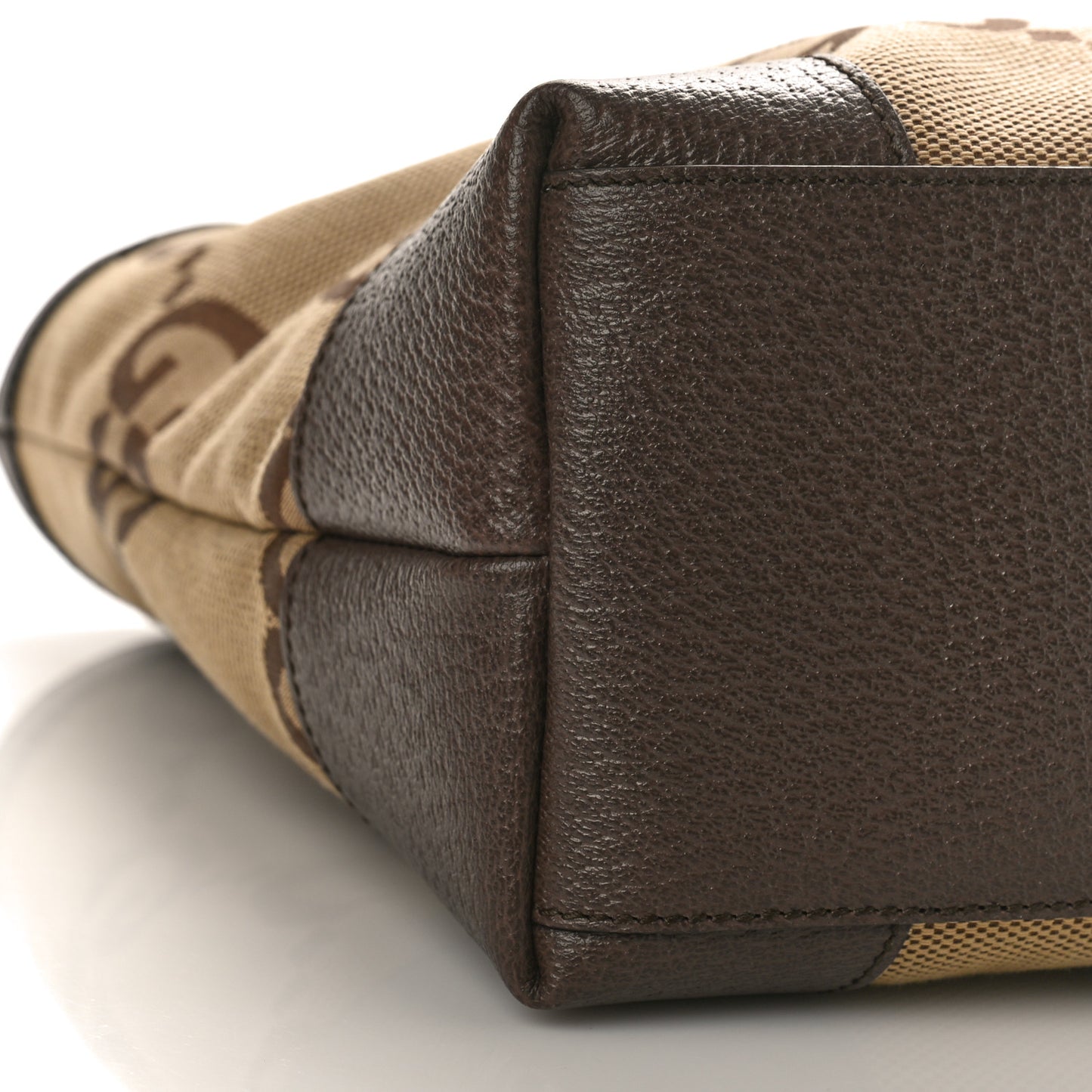 Monogram Jumbo GG Textured Dollar Calfskin Web Medium Ophidia Shopping Tote Camel Ebony
