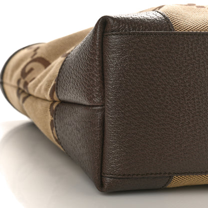 Gucci Monogram Jumbo GG Textured Dollar Calfskin Web Medium Ophidia Shopping Tote Camel Ebony 7 of 8