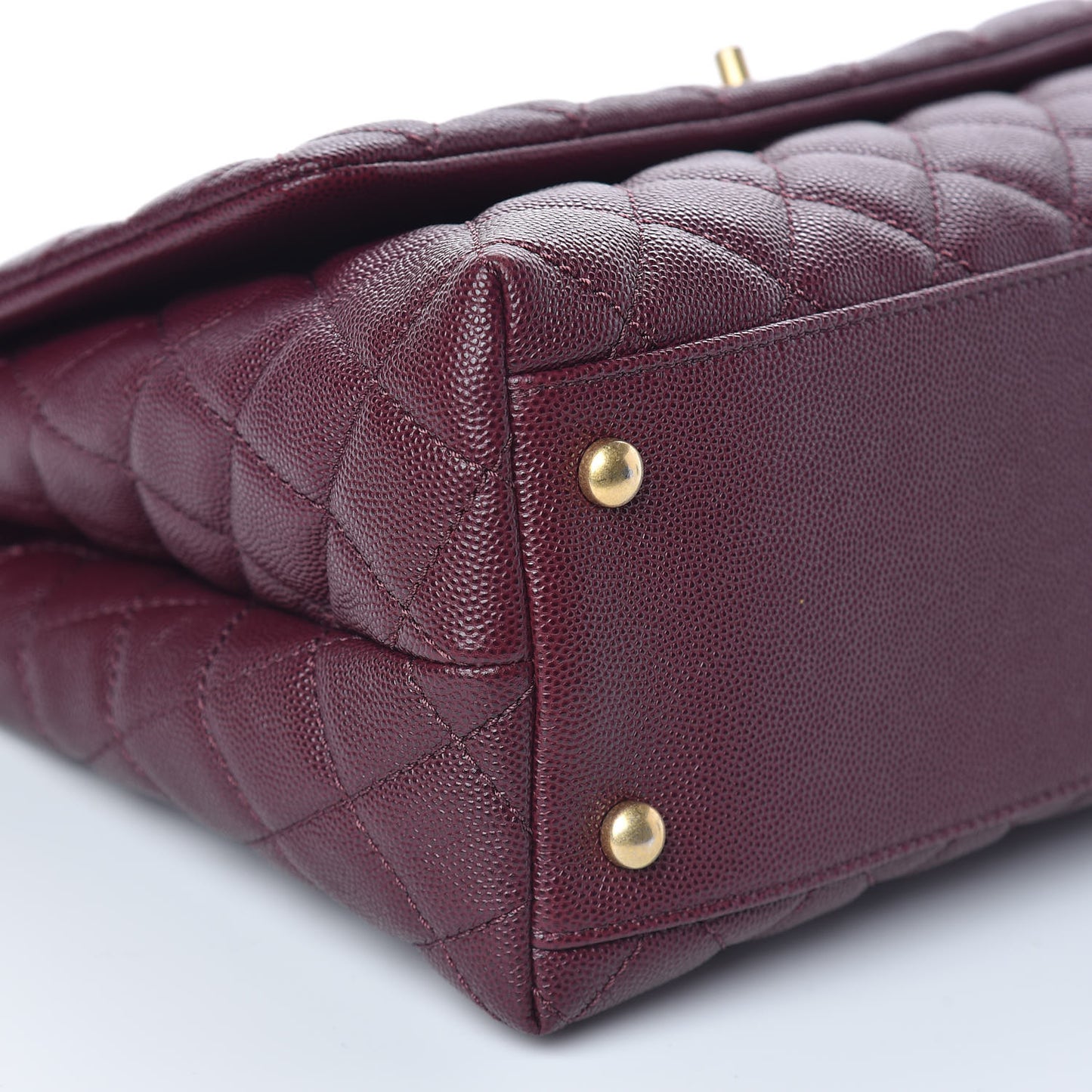 Caviar Elaphe Quilted Small Coco Handle Flap Burgundy